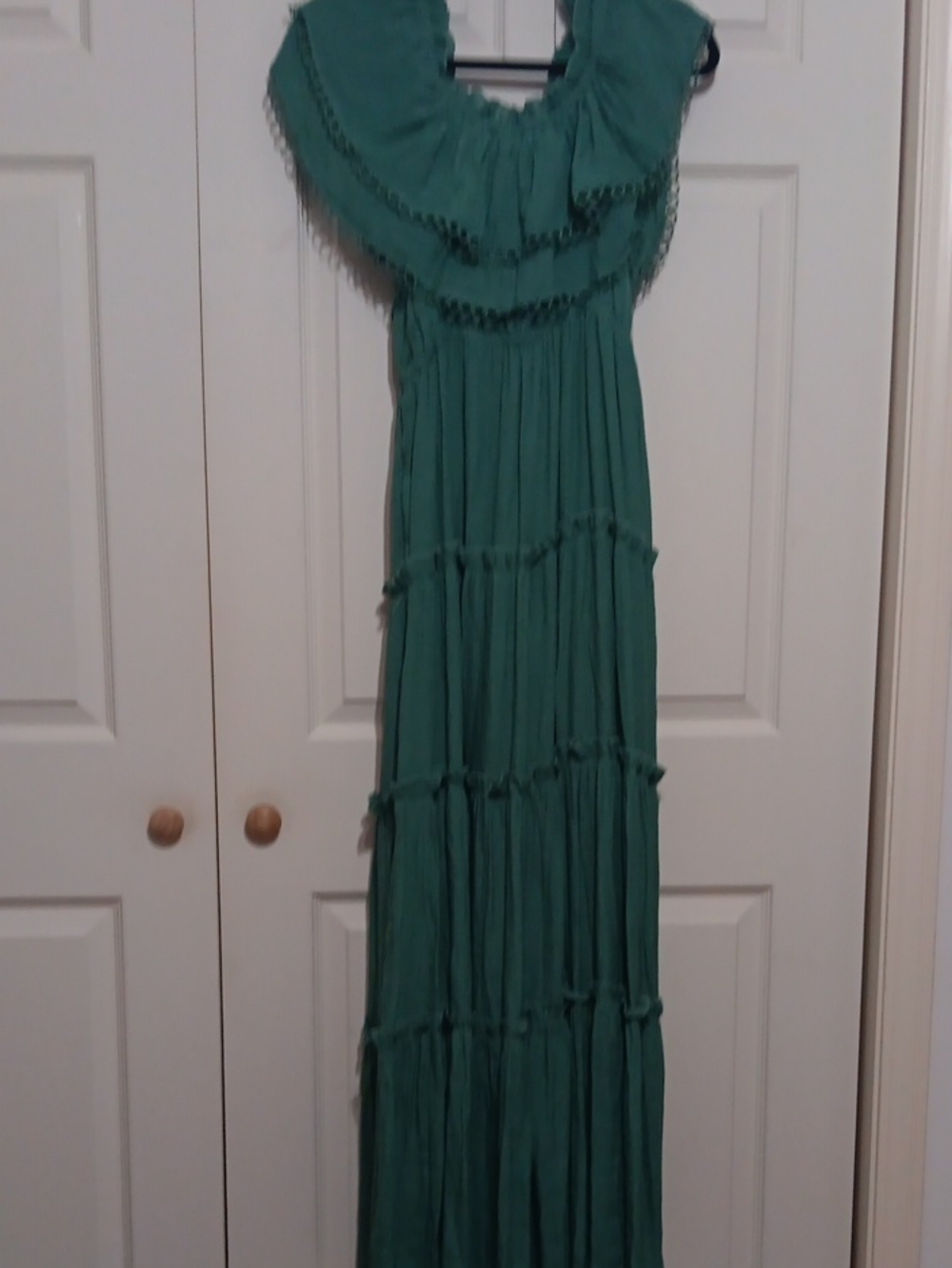 eesome Teal Tiered Maxi Dress with Ruffle Yoke